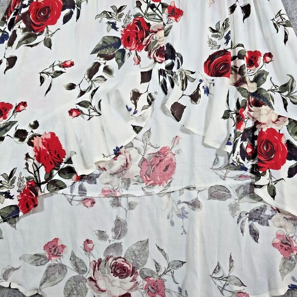 J for Justify Floral Maxi Dress Hi Lo Roses Comfort Off or On Shoulder Size XL - Picture 10 of 10